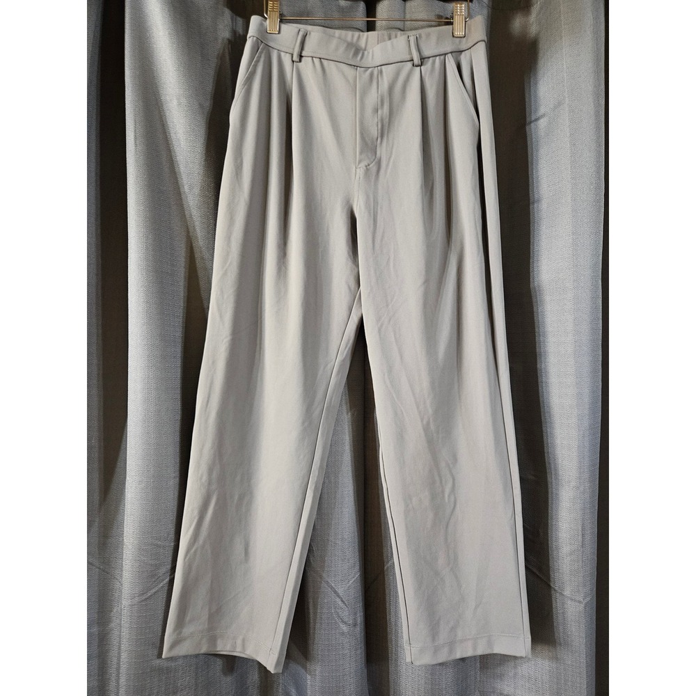 Halara Grey Easy Peezy Wide Leg Pleated Trousers Medium Regular High Rise Work